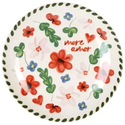 Assiette plate en grès fleur multicolore d20.5cm - Bellagio