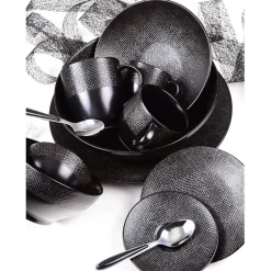Assiette plate en grès noir d27cm - Vesuvio