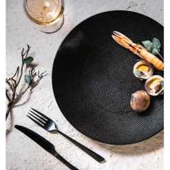 Assiette plate en grès noir d27cm - Vesuvio
