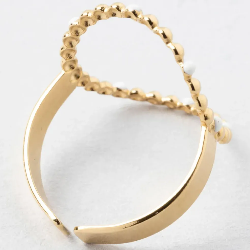 Bague en acier inoxydable doré et blanc 50 / 58cm