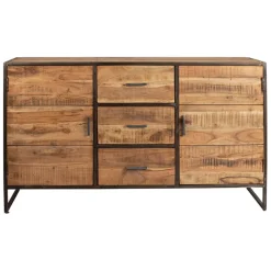 Bahut en acacia et fer noir l150cm - Factory