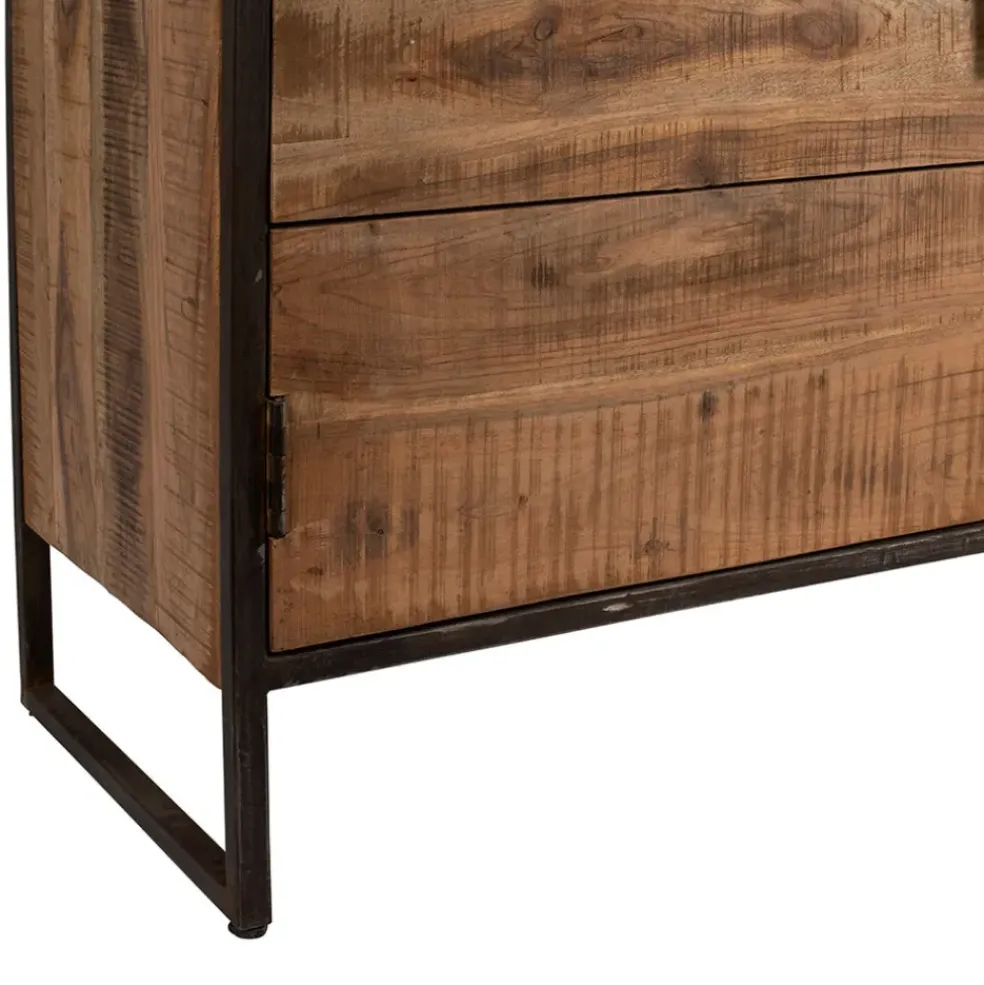 Bahut en acacia et fer noir l150cm - Factory