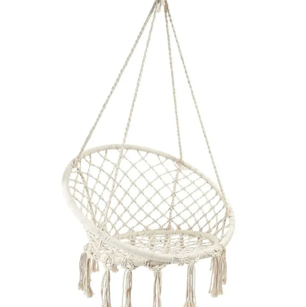 Balancelle macramé en coton beige - Terre inconnue
