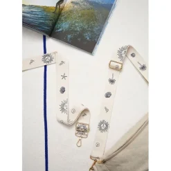 Banane en lin et coton écru et bleu avec bandoulière amovible - Bananez