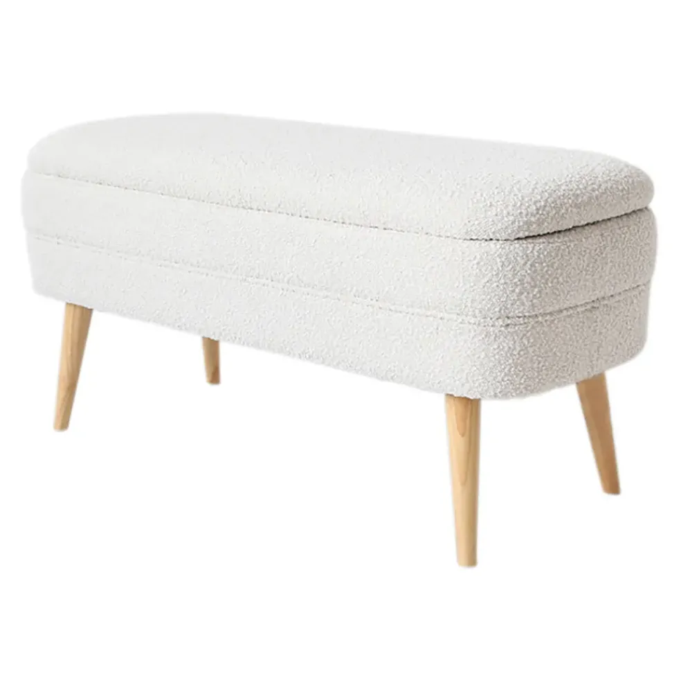 Banc coffre bouclette blanc - Eleonor