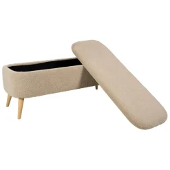 Banc coffre en bouclette sable - Claudine