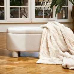 Banc coffre en tissu écru - Tessia