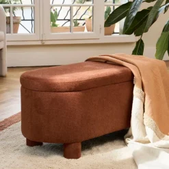 Banc coffre en tissu terracotta - Tessia