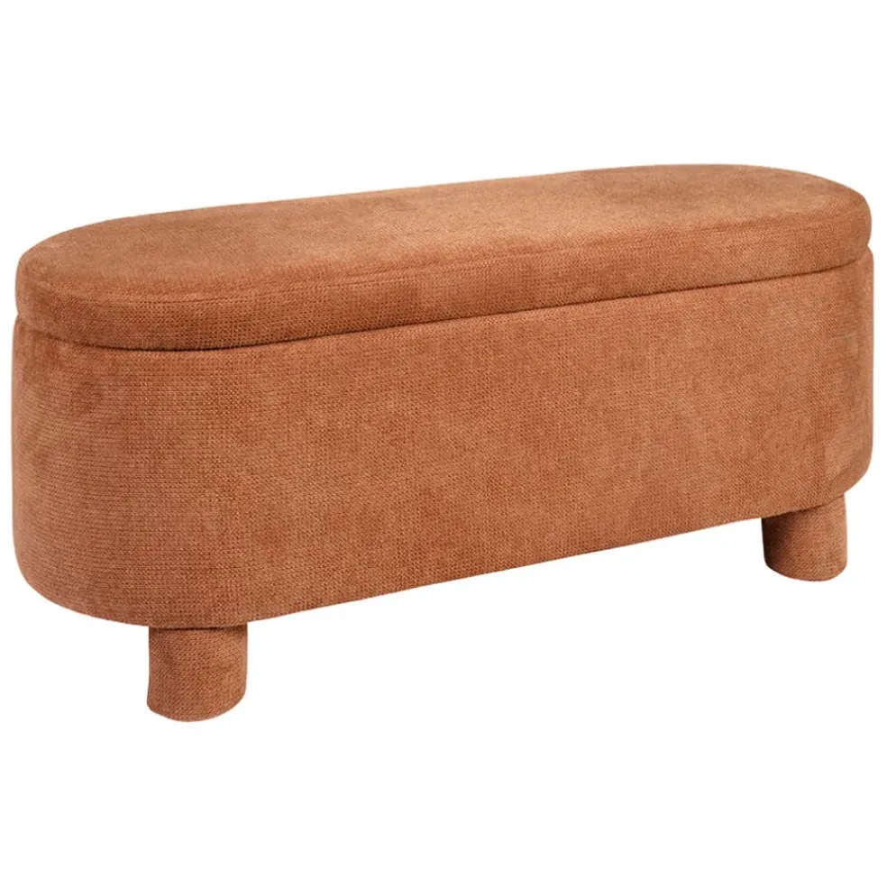 Banc coffre en tissu terracotta - Tessia