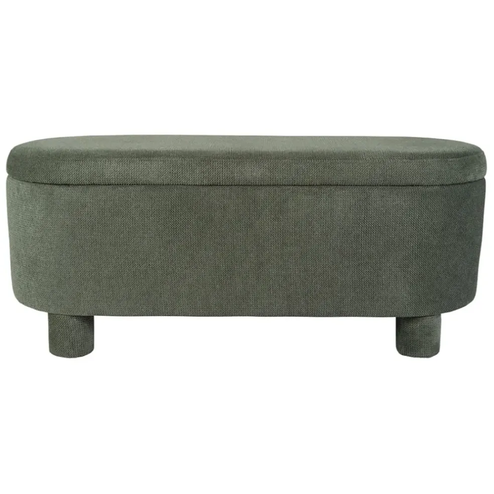 Banc coffre en tissu vert - Tessia