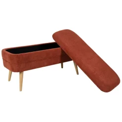 Banc coffre en velours côtelé terracotta - Eleonor