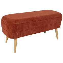 Banc coffre en velours côtelé terracotta - Eleonor