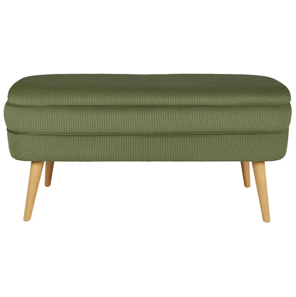 Banc coffre en velours côtelé kaki - Eleonor