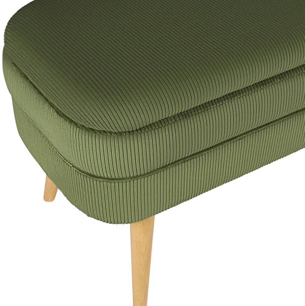 Banc coffre en velours côtelé kaki - Eleonor