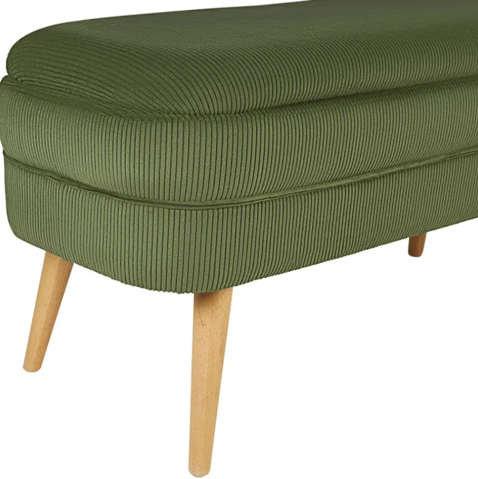 Banc coffre en velours côtelé kaki - Eleonor
