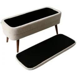 Banc coffre en velours côtelé écru - Eleonor