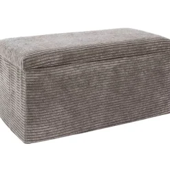 Banc coffre pliable en tissu côtelé taupe - Scarlett