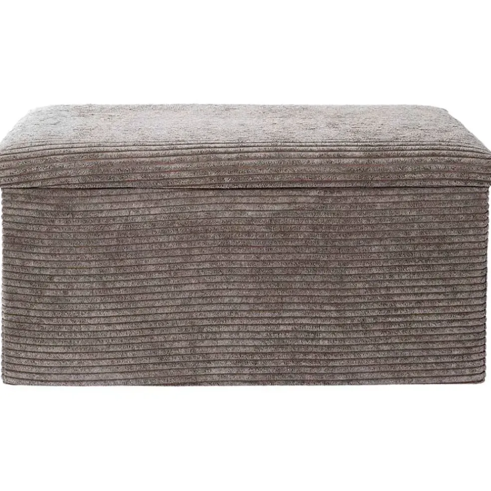 Banc coffre pliable en tissu côtelé taupe - Scarlett