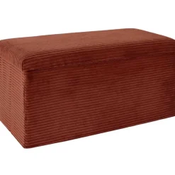 Banc coffre pliable en tissu côtelé terracotta - Scarlett