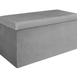 Banc coffre pliable en velours côtelé gris - Julia