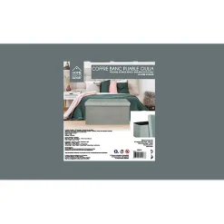 Banc coffre pliable en velours côtelé gris - Julia