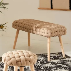 Banc naturel en tissu et pin - Element