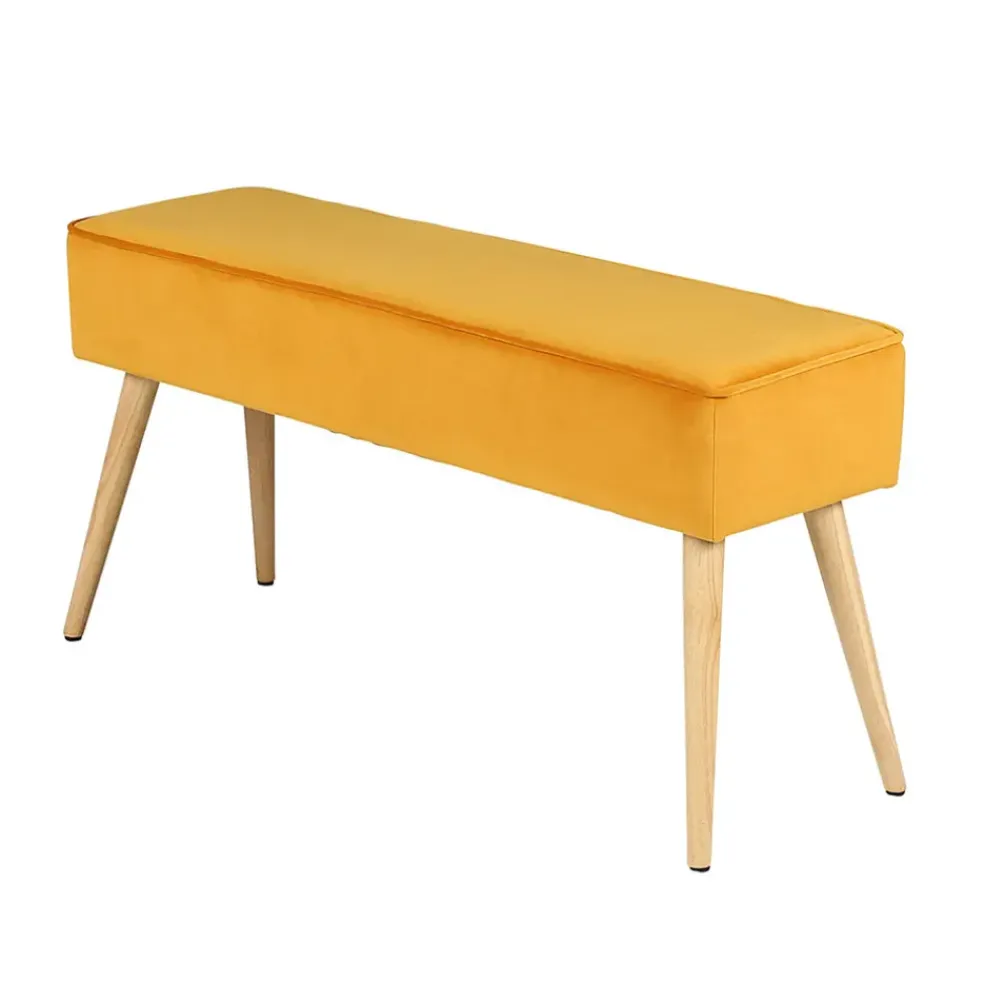 Banc scandinave velours moutarde - Popy