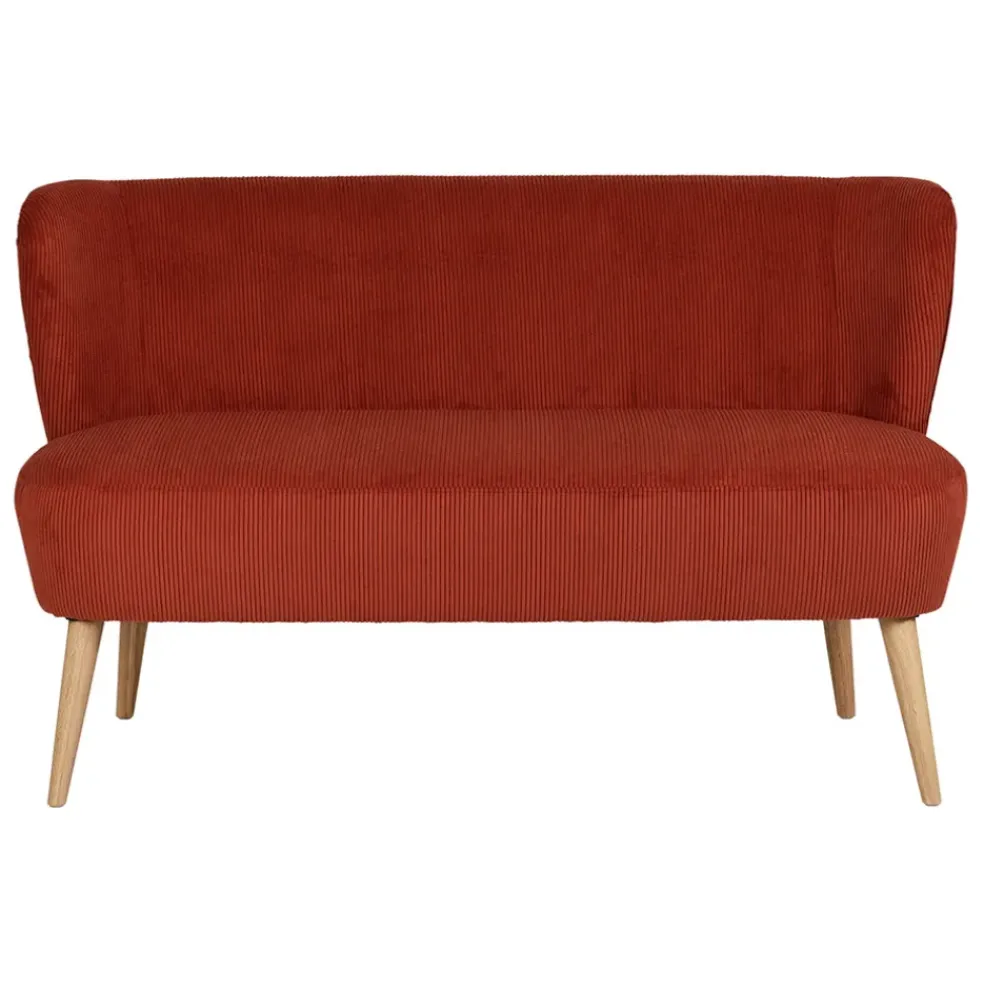 Banquette 2 places en velours côtelé terracotta - Eleonor