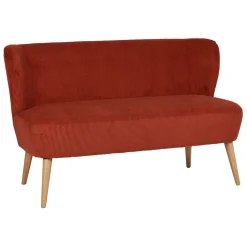 Banquette 2 places en velours côtelé terracotta - Eleonor