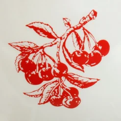 Beurrier en faïence blanc et rouge - damier