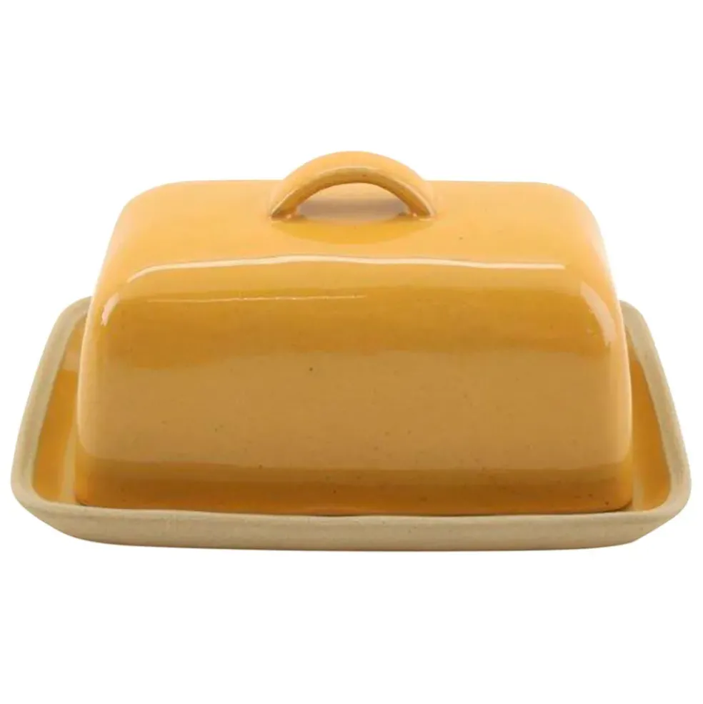 Beurrier en grès curry - Jade