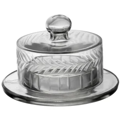 Beurrier rond en verre transparent d14cm - Azelie