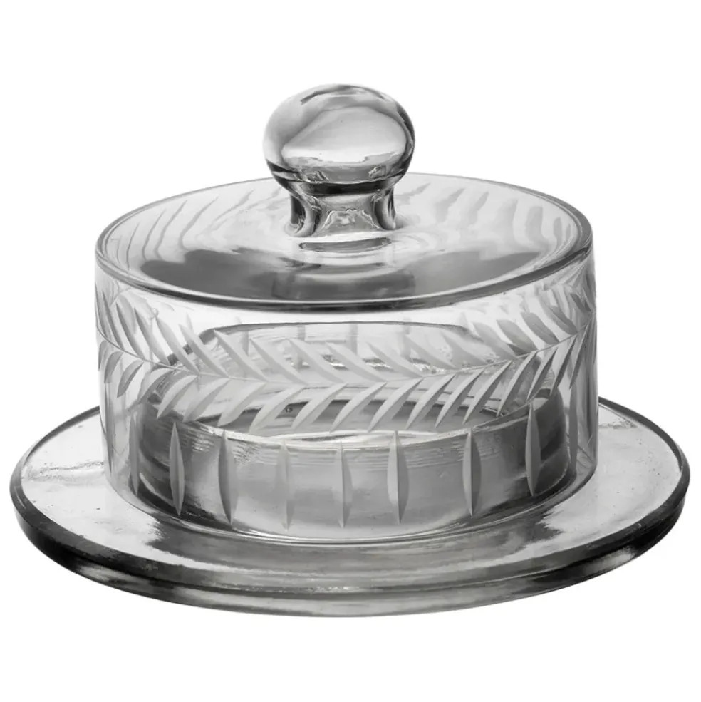 Beurrier rond en verre transparent d14cm - Azelie