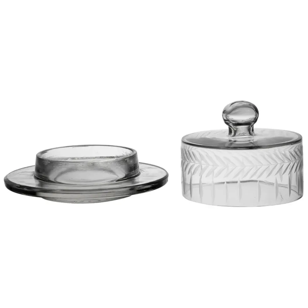 Beurrier rond en verre transparent d14cm - Azelie