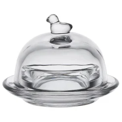 Beurrier rond en verre transparent - Moineau