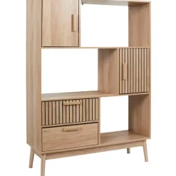 Bibliotheque en bois naturel h140cm - Kara