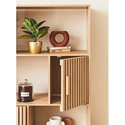 Bibliotheque en bois naturel h140cm - Kara