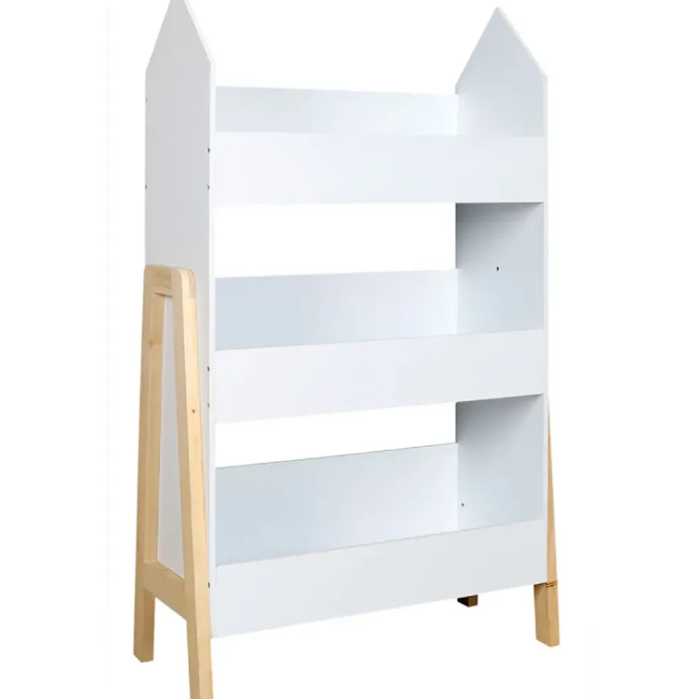 Bibliotheque gabriel blanc en pin