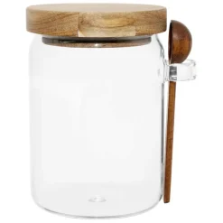 Bocal avec cuillière et couvercle en verre borosilicate et acacia 90cl - Delices