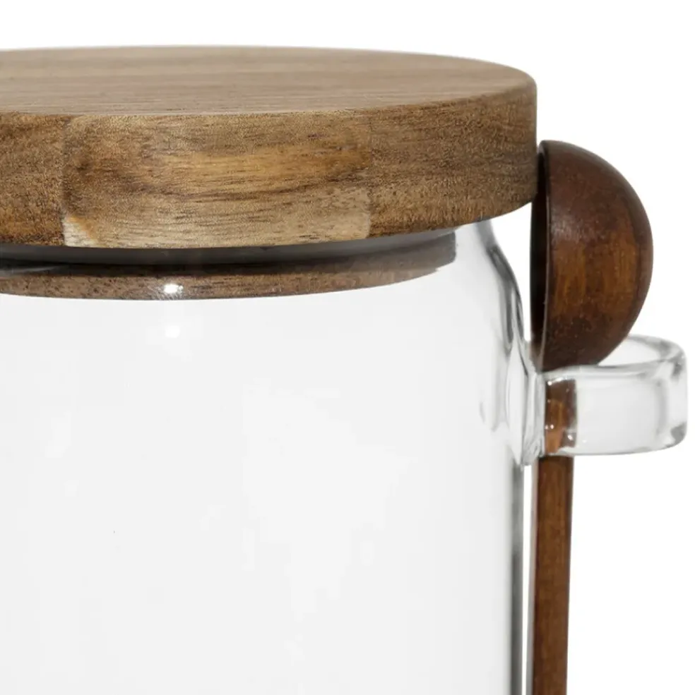 Bocal avec cuillière et couvercle en verre borosilicate et acacia 90cl - Delices