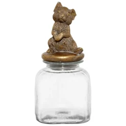 Bocal en verre avec couvercle lapin mordoré - Floreal