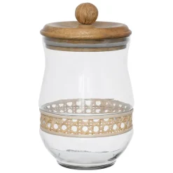 Bocal en verre avec couvercle rotin naturel 1.5l - Fantine