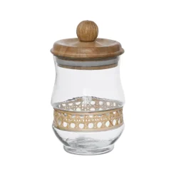 Bocal en verre avec couvercle et rotin naturel 75cl - Fantine