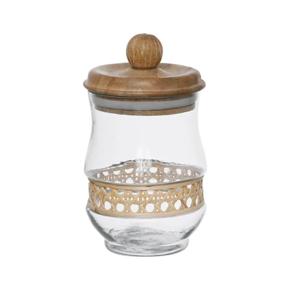 Bocal en verre avec couvercle et rotin naturel 75cl - Fantine