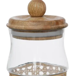 Bocal en verre avec couvercle et rotin naturel 75cl - Fantine