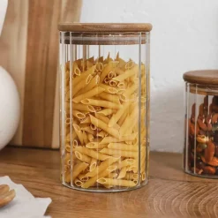 Bocal en verre avec couvercle en acacia 70cl
