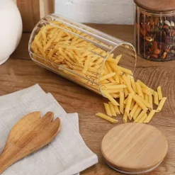 Bocal en verre avec couvercle en acacia 70cl