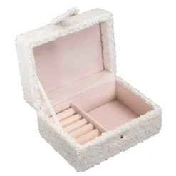 Boite a bijoux bouclette creme 11x15xh8cm