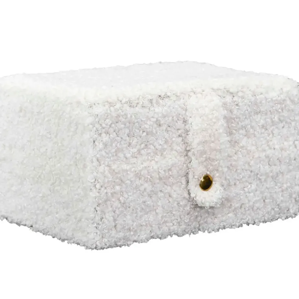 Boite a bijoux bouclette creme 11x15xh8cm