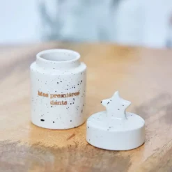 Boite a dent bonheur en grès blanc d4cm - Bonne Etoile